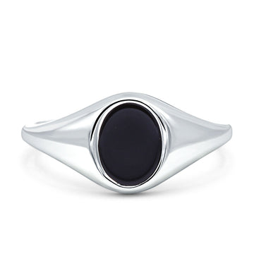 Signet Oval Mens Ring Simulated Black Onyx Fashion Solid 925 Sterling Silver Wholesale